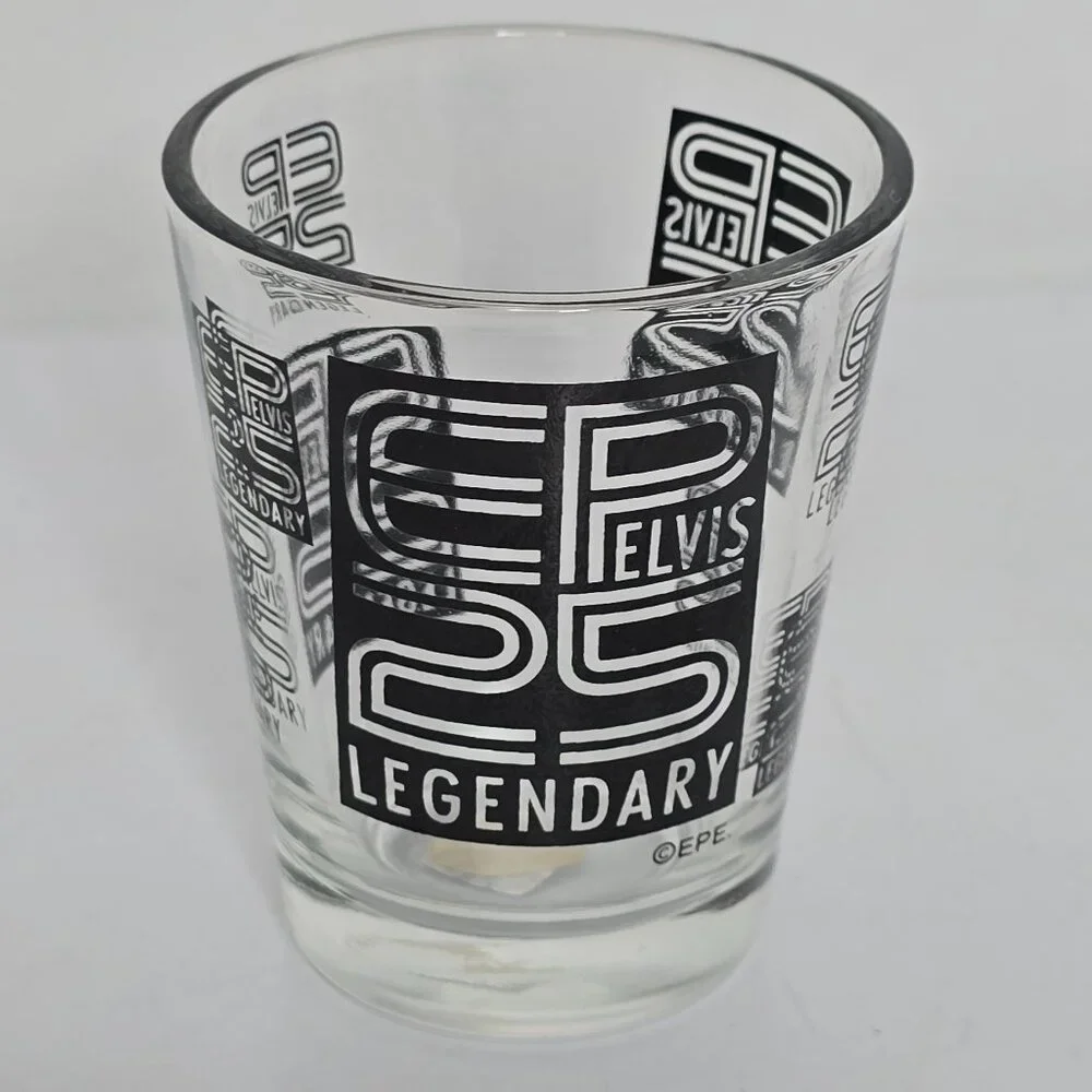 Elvis Presley Legendary 25th Anniversary Glass‎ Souvenir Shot Glass EPE Bar Ware